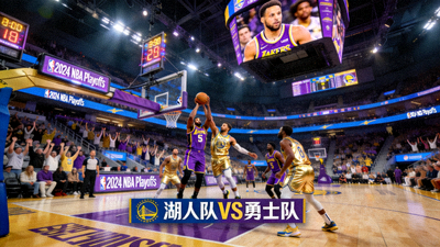 NBA季后赛直播画面 - 洛杉矶湖人队对阵金州勇士队的比赛现场